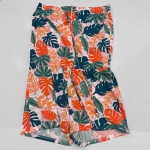 Serra Women's Tropical Leaf Print Sleeveless Romper Multicolor Size L